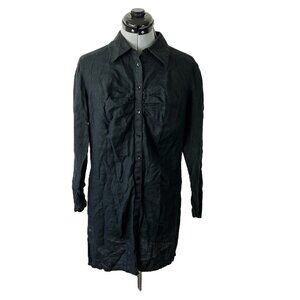 Classiques Entier Linen Shirt Dress Tunic M Button Up Black